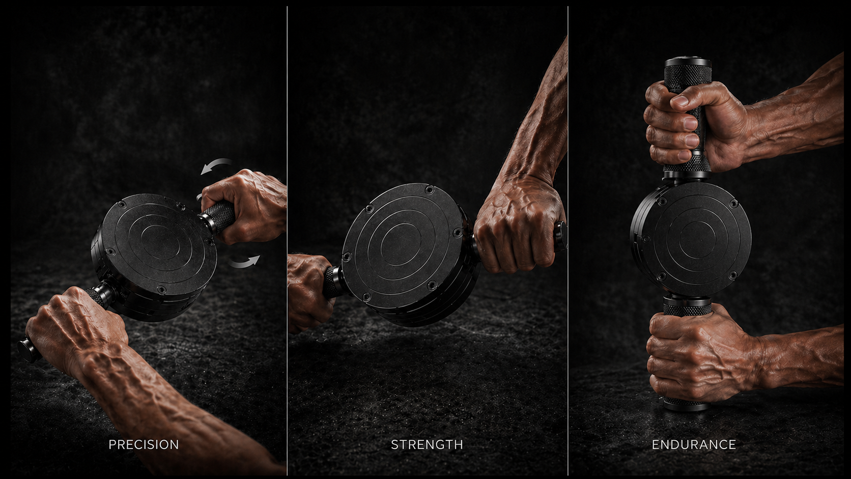 TORQ device used in three different grip positions